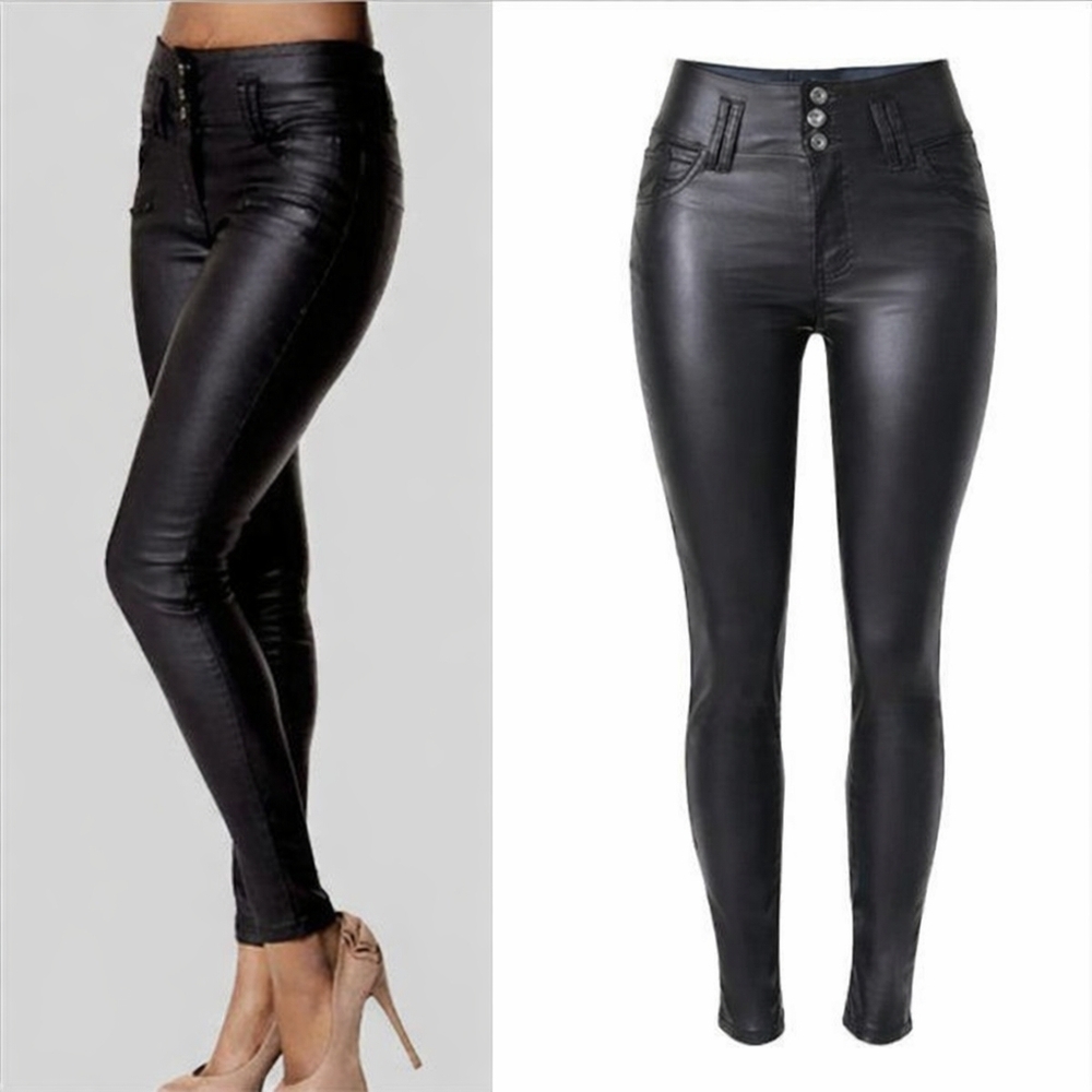 Sleek Black High-Rise Leather Pants